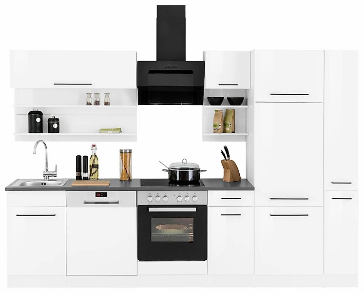 KOCHSTATION "KS-Tulsa" ohne E-Geräte, Breite 300 cm, schwarze Metallgriffe, günstig online kaufen