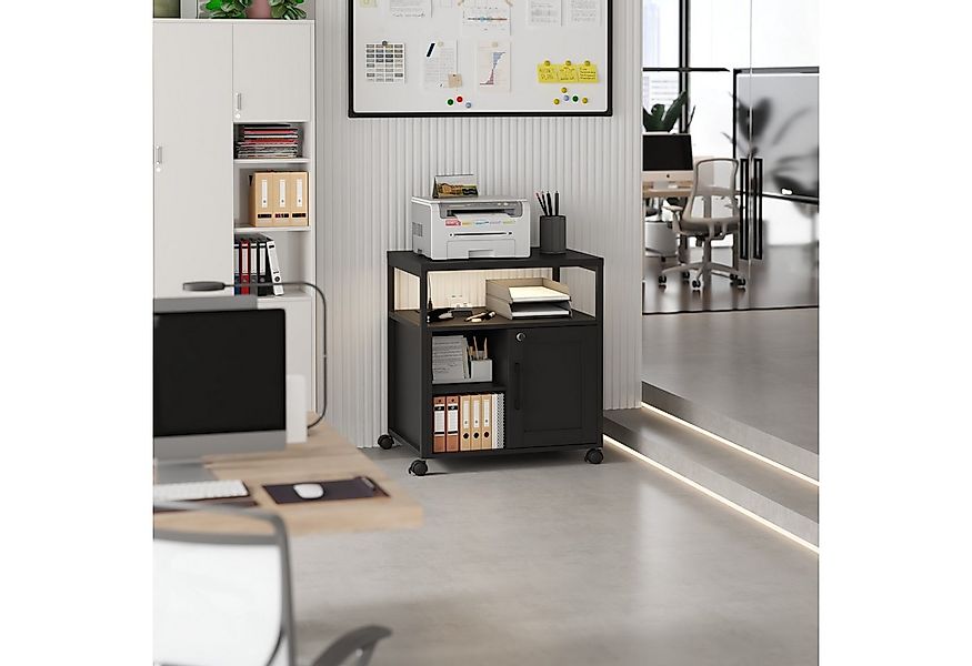 FUFU&GAGA Aktenschrank Druckerschrank mit LED-Lichtleistee, Schwarz, MDF, 6 günstig online kaufen