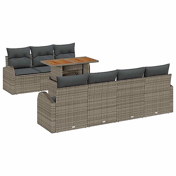 vidaXL Garten-Sofa-Set mit Speicher 8-Tlg Grau Poly Rattan 3358281 günstig online kaufen