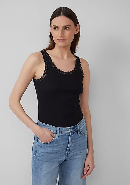 s.Oliver Shirttop Geripptes Slim-Fit-Tanktop mit Spitze günstig online kaufen