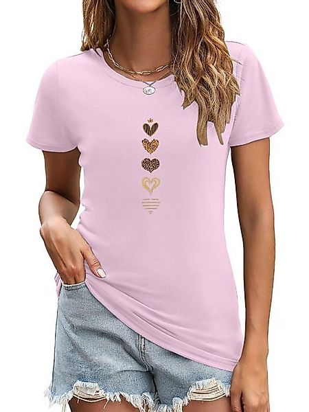 PYL Kurzarmshirt Damen bequemes Sommer Kurzarmbluse Slim Fit Liebe Print-Sh günstig online kaufen