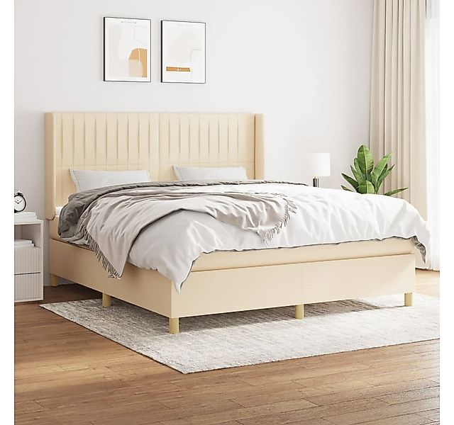 vidaXL Boxspringbett Boxspringbett mit Matratze Creme 160x200 cm Stoff Bett günstig online kaufen