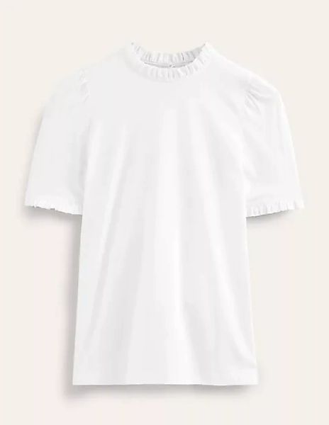 Superweiches T-Shirt mit Rüschendetail Damen Boden, Weiß günstig online kaufen