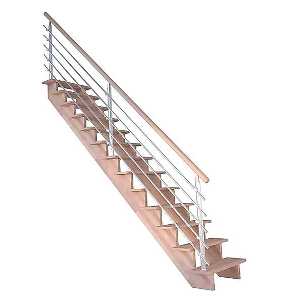 Treppe Lindos Pro Buche Gerade 80 cm Design-Geländer-Edelstahl FSC® günstig online kaufen