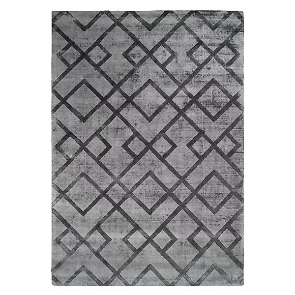 Kurzflor Teppich in Anthrazit geometrisch gemustert günstig online kaufen