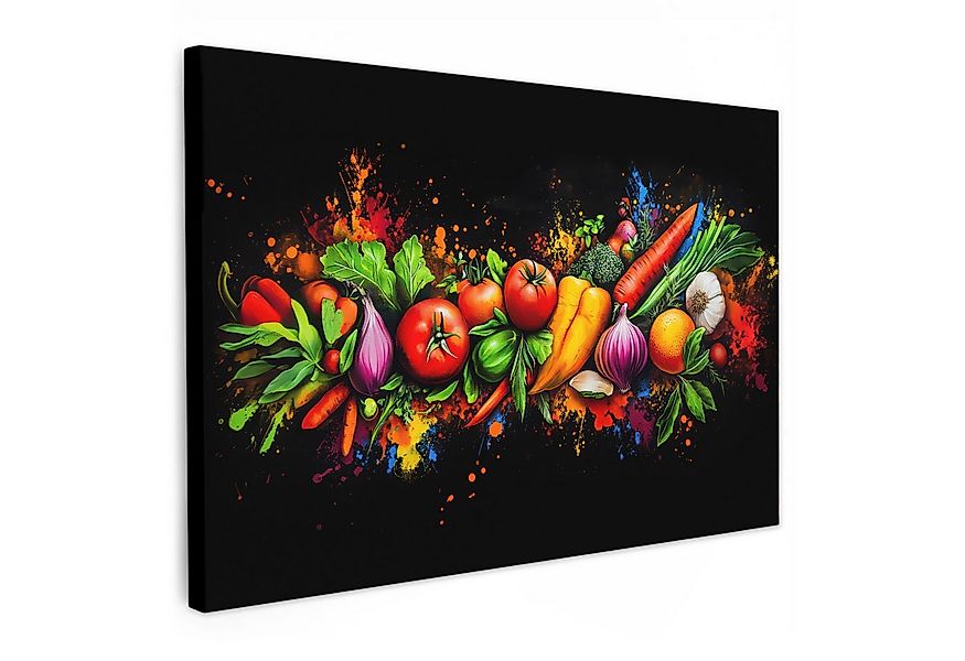 OneMillionCanvasses® Leinwandbild Gemüse - Lebensmittel - Kräuter - Graffit günstig online kaufen