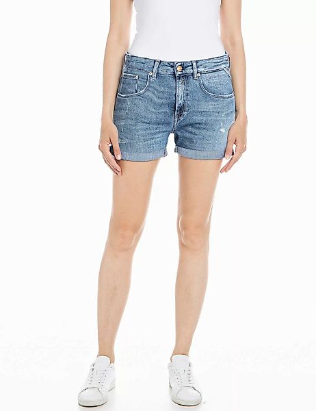 Replay Damen Short ANYTA - Regular Fit - Blau - Light Blue Denim günstig online kaufen