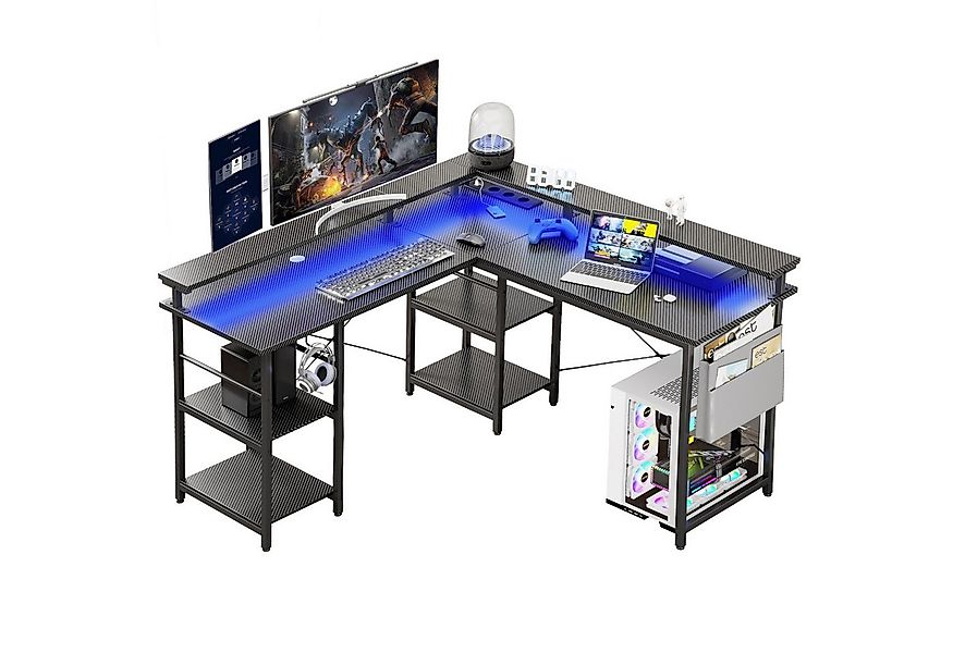 BBWL Computertisch L-förmiger Gaming-Schreibtisch mit LED, Steckdose, Monit günstig online kaufen