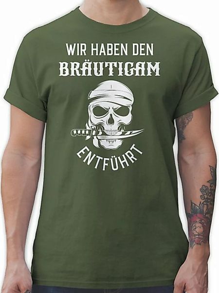 Shirtracer T-Shirt Wir haben den Bräutigam entführt Piratenkopf weiß JGA Mä günstig online kaufen