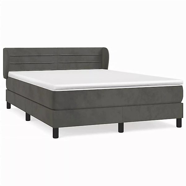 vidaXL Boxspringbett mit Matratze Dunkelgrau 140x200 cm Samt1372434 günstig online kaufen