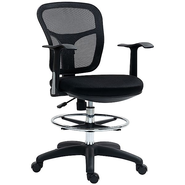 HOMCOM Bürostuhl mit Fußring und ergonomischer gekrümmter Rückenlehne, ergo günstig online kaufen