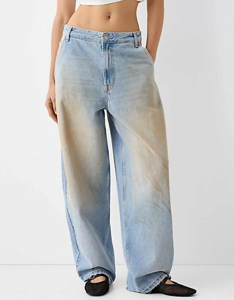 Bershka Skater-Fit-Jeans Im Washed-Look Damen 40 Hellblau günstig online kaufen