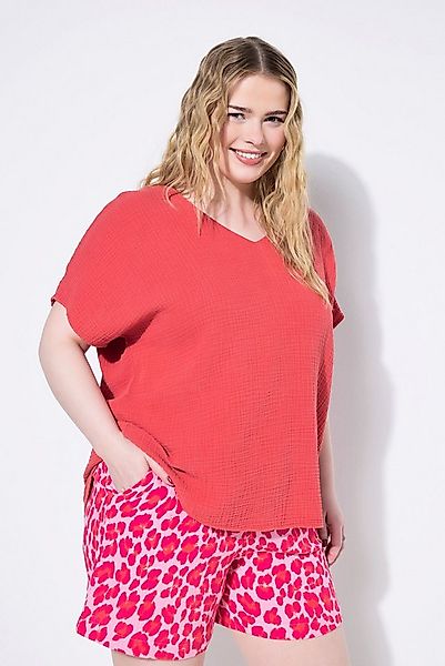 Studio Untold Druckbluse Blusenshirt oversized Musselin V-Ausschnitt günstig online kaufen