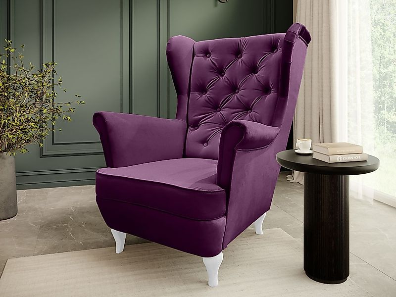 Beautysofa Ohrensessel Sessel FALCO Chesterfield Wohnzimmersessel günstig online kaufen