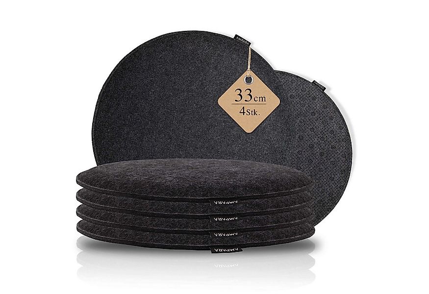 AMPARA Stuhlkissen rund 33 cm - 4er Set - für Stuhl, Bank, Lounge etc., Rut günstig online kaufen