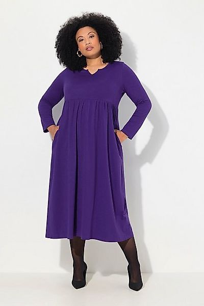Ulla Popken Maxikleid Jersey-Maxikleid A-Linie Tunika-Ausschnitt Langarm günstig online kaufen