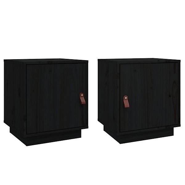vidaXL Nachttische 2 Stk Schwarz 40x34x45 cm Massivholz Kiefer Modell 3 günstig online kaufen