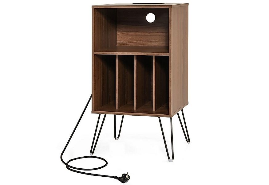 KOMFOTTEU Nachttisch Plattenspieler-Ständer, Schallplattenhalter mit Ladest günstig online kaufen