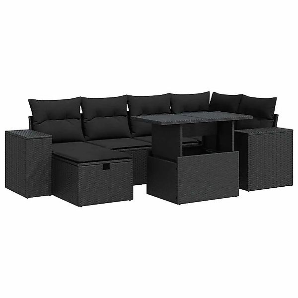 vidaXL 8-Tlg Garten-Sofagarnitur mit Kissen Schwarz Poly Rattan 3327935 günstig online kaufen