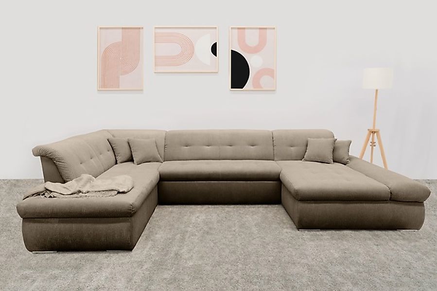 DOMO collection Wohnlandschaft »Moric U-Form, auch in Cord, Breite 353cm, v günstig online kaufen