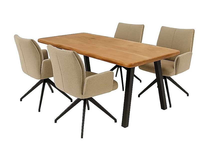 LC Home Essgruppe LC Home Essgruppe Monti Esstisch Wildeiche + Esszimmerstü günstig online kaufen