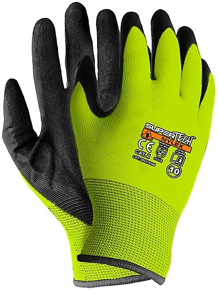 Worklink Arbeitshandschuhe Gelb neon Super Tech Nylex elastische Gummistief günstig online kaufen