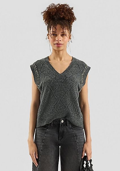 QS Kurzarmpullover Strickpullover Pullunder mit Glitzersteinen günstig online kaufen