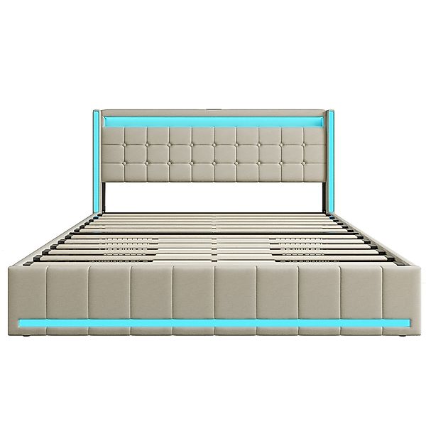 Gdood Polsterbett Stauraumbett Doppelbett LED (1-tlg., günstig online kaufen