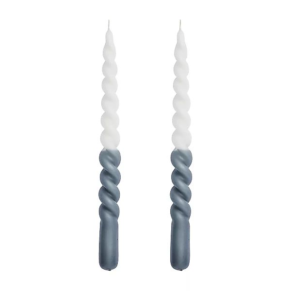 Twisted gedrehte Kerze zweifarbig 25cm 2er Pack Dark grey-white günstig online kaufen