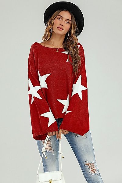 FS Collection Strickpullover Oversize Pullover mit weiten Ärmeln und Stern günstig online kaufen