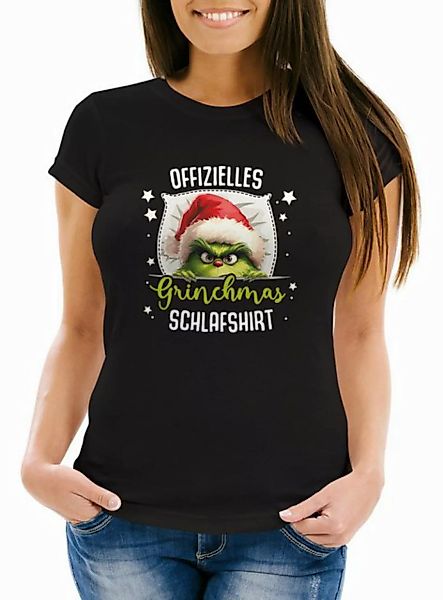 MoonWorks Print-Shirt Weihnachtsshirt Damen Spruch Offizielles Grinch Schla günstig online kaufen