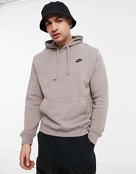 Nike – Club – Kapuzenpullover in Mondfossil-Grau mit Logo günstig online kaufen