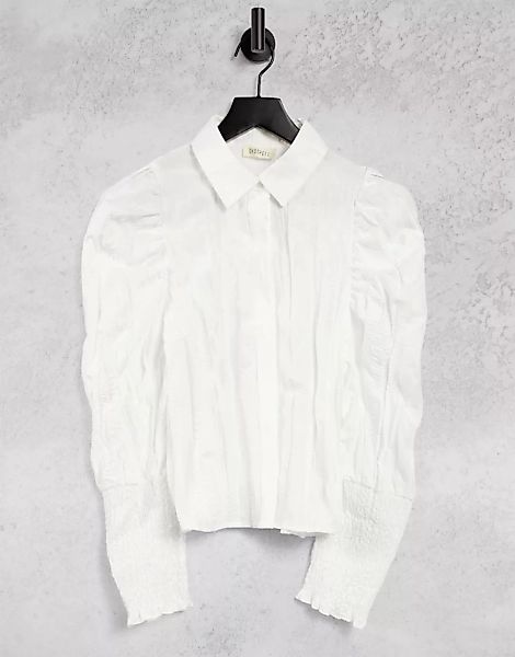 Ghospell – Strukturiertes Hemd in gebrochenem Weiß mit Puffärmeln günstig online kaufen