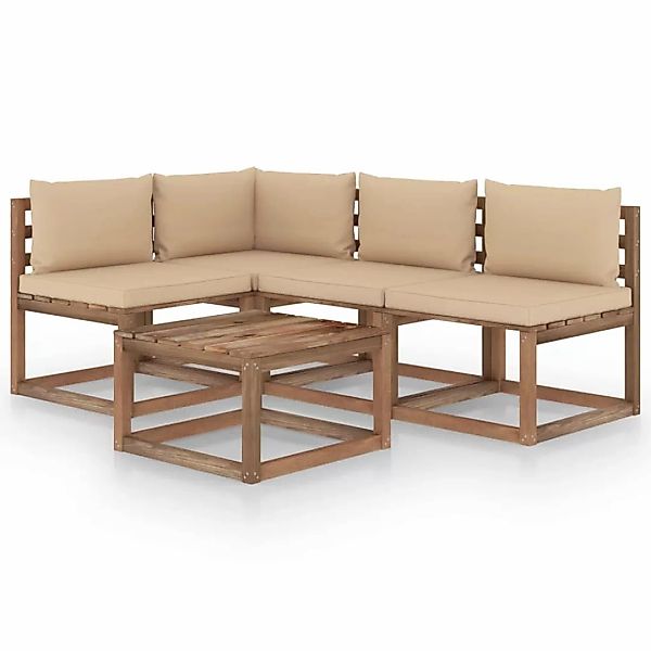 5-tlg. Garten-lounge-set Mit Beige Kissen günstig online kaufen