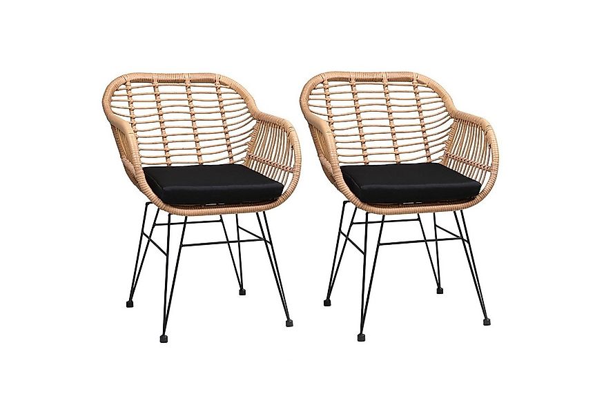 Casaria Gartenstuhl Bali (2 St), Polyrattan 5cm Auflage 59x56x83cm Armlehne günstig online kaufen