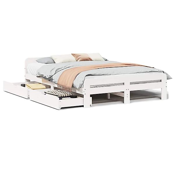 vidaXL Massivholzbett ohne Matratze Weiß 160x200 Kiefernholz 3309033 günstig online kaufen