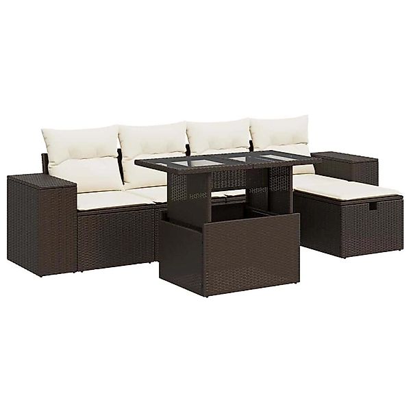 vidaXL 6-Tlg Garten-Sofagarnitur mit Kissen Braun Poly Rattan 3327933 günstig online kaufen