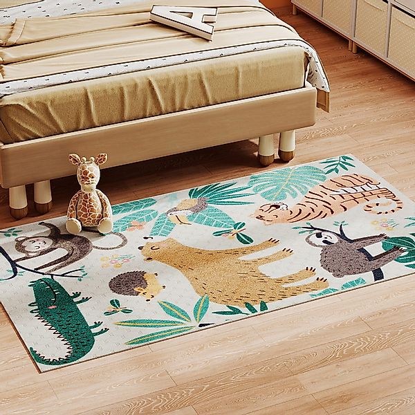 HOMCOM Teppich Anti-Rutsch Wohnzimmerteppich Kurzflor mit günstig online kaufen