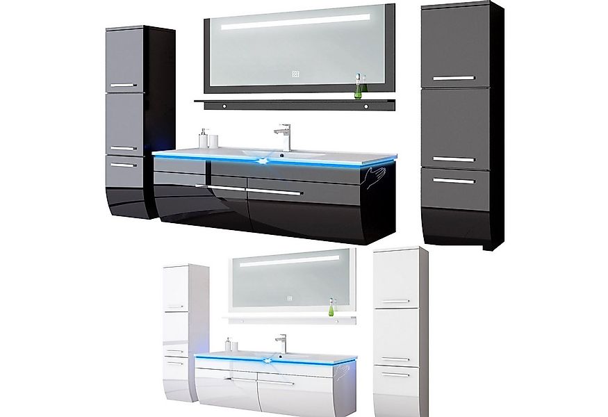 Homeline Badmöbel-Set Danny, (90 Badmöbel Set Weiss Komplett Hochglanz Lack günstig online kaufen