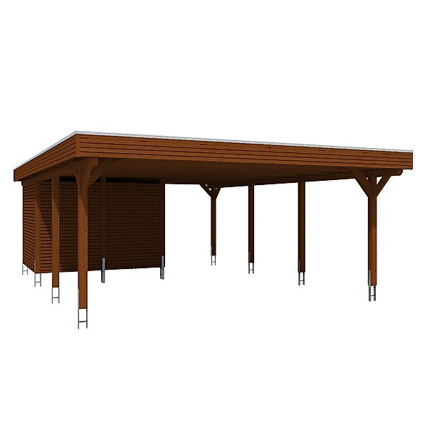 Skan Holz Carport Spessart m. Abstellr. 611 x 846 cm Nuss günstig online kaufen