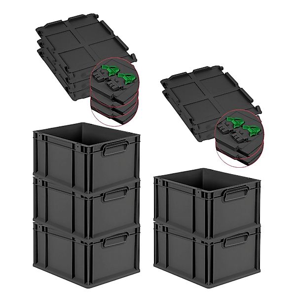 PROREGAL SuperSparSet 5x Eurobox Nextgen Grip Mit Scharnierdeckel Und Grüne günstig online kaufen