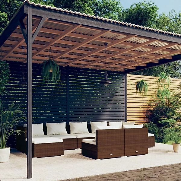 Vidaxl 9-tlg. Garten-lounge-set Mit Kissen Braun Poly Rattan günstig online kaufen