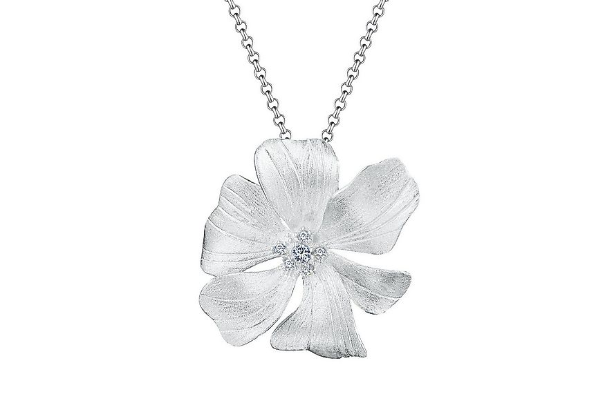 Runde Perlé Kette mit Anhänger blühende Pfingstrose, handgefertigte Halsket günstig online kaufen