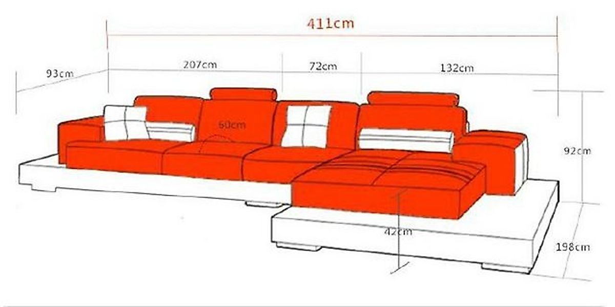 JVmoebel Ecksofa Ledersofa Ecksofa Sofa mit USB,Design Sitz Polster Garnitu günstig online kaufen