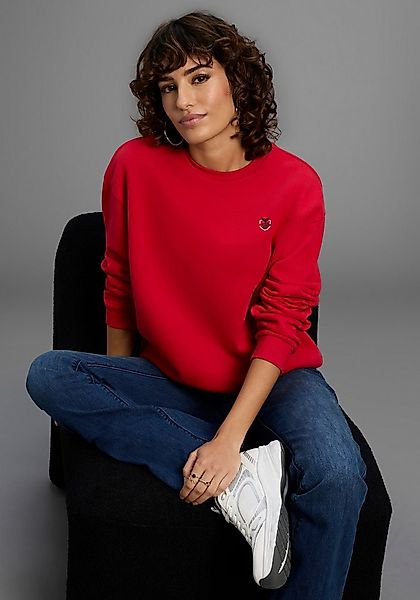 DELMAO Sweater Angeraute Baumwollmischung mit Logostickerei auf der Brust günstig online kaufen