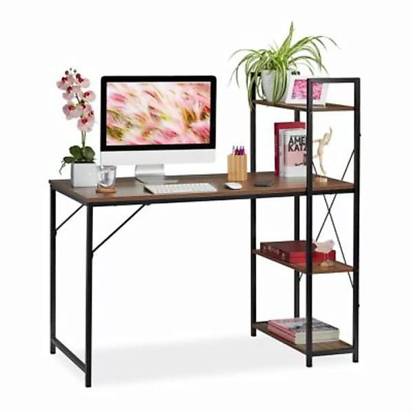 relaxdays Schreibtisch mit Regal holzfarben günstig online kaufen