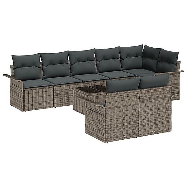 vidaXL Loungesofa 8-tlg. Garten-Sofagarnitur mit Kissen Schwarz Poly Rattan günstig online kaufen