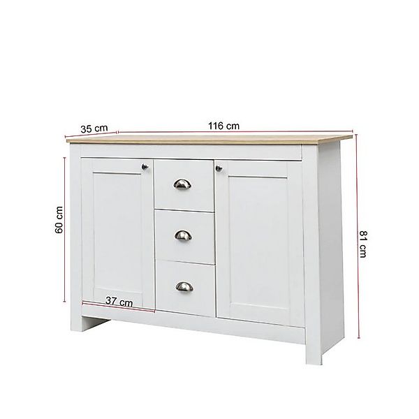 Furnishings Home Beistellschrank Sideboard + 3 Schubladen + 2 Türen + 4 Fäc günstig online kaufen