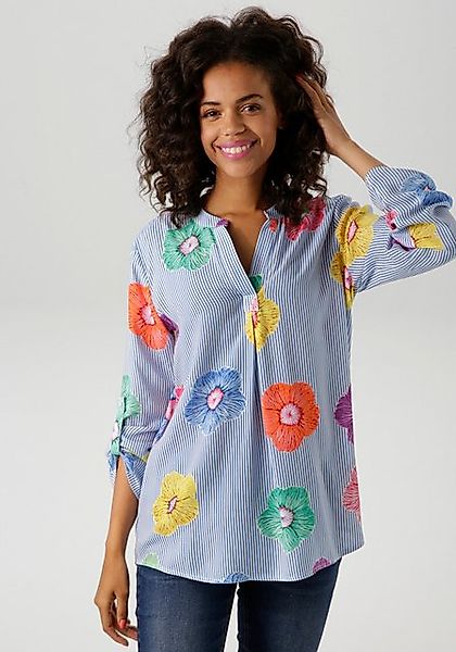 Aniston CASUAL Schlupfbluse, gestreift und mit bunten Blüten verziert günstig online kaufen