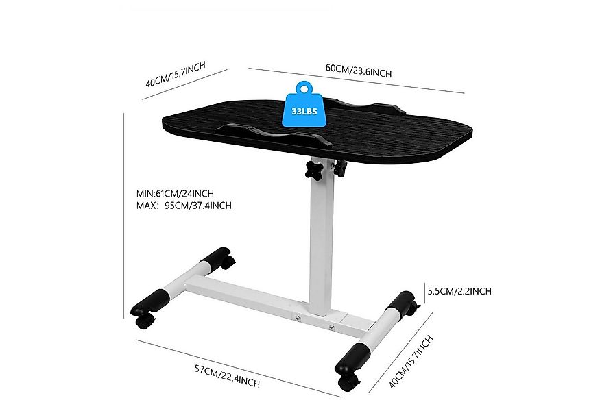 JEOBEST Computertisch Stehpult Beistelltisch auf Rollen, Klappbaren, Höhenv günstig online kaufen